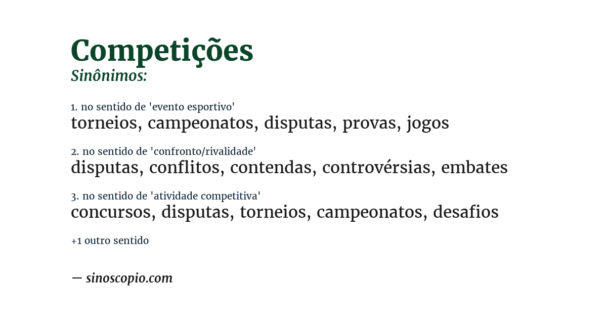 Sinônimo de competições