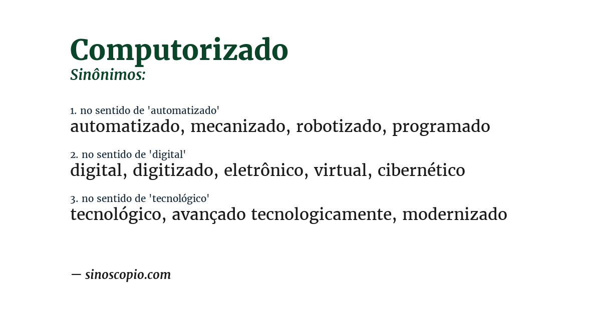 Sinônimo de computorizado