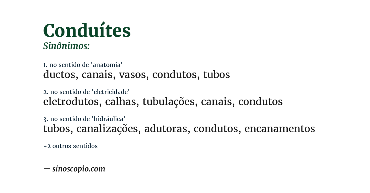 Sinônimo de conduítes