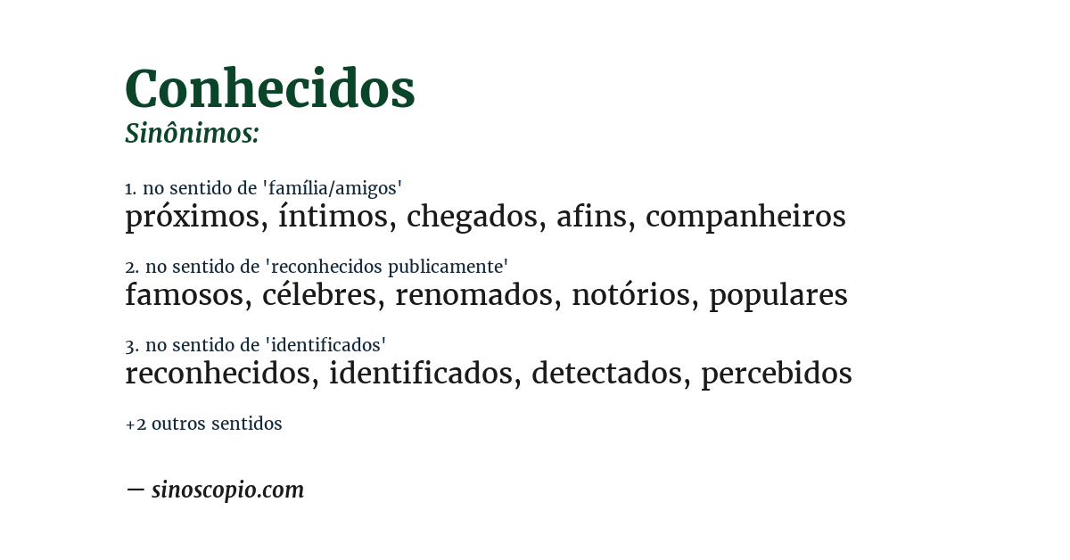 Sinônimo de conhecidos