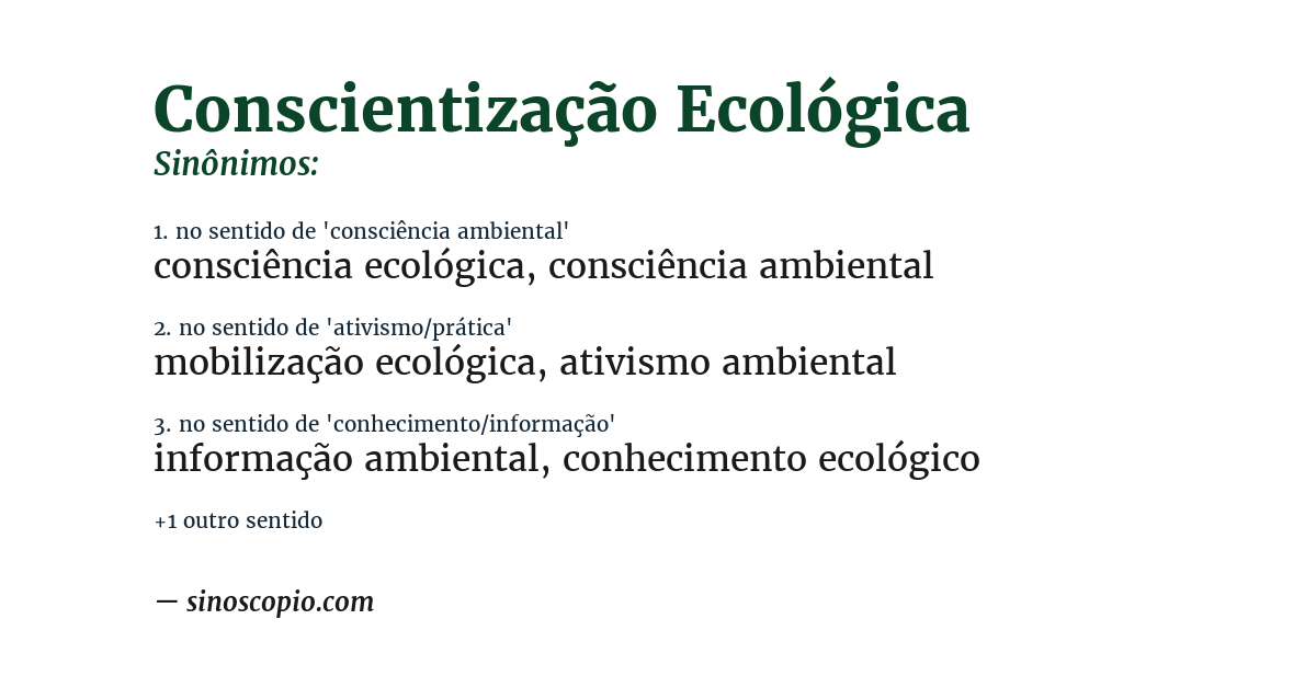 Sinônimo de conscientização ecológica