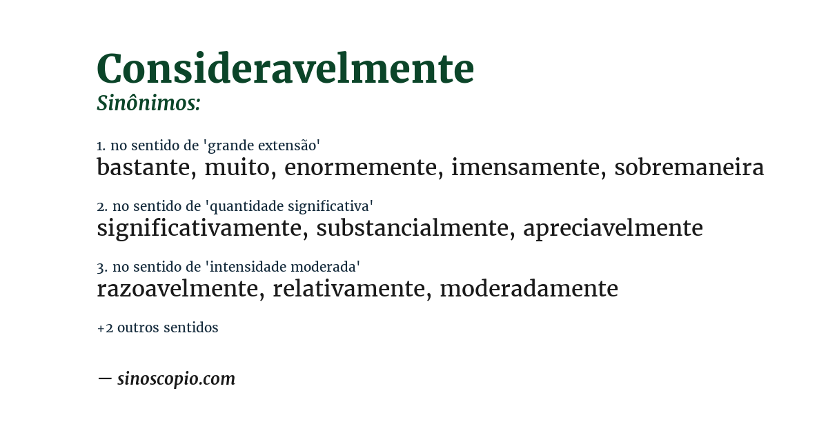 Sinônimo de consideravelmente