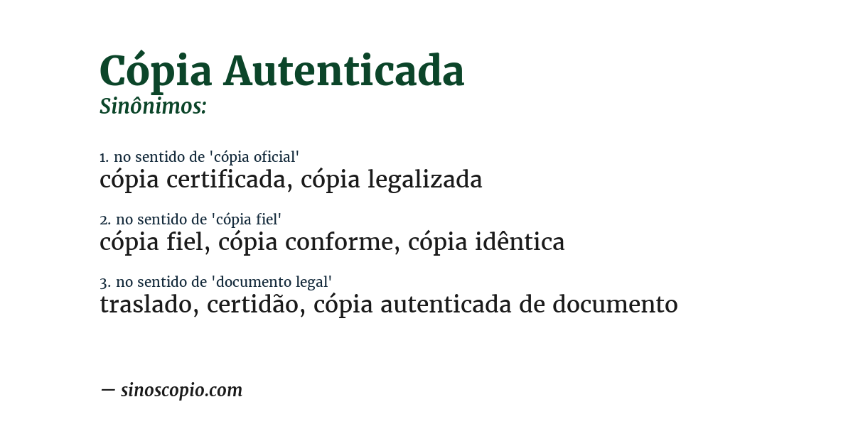 Sinônimo de cópia autenticada