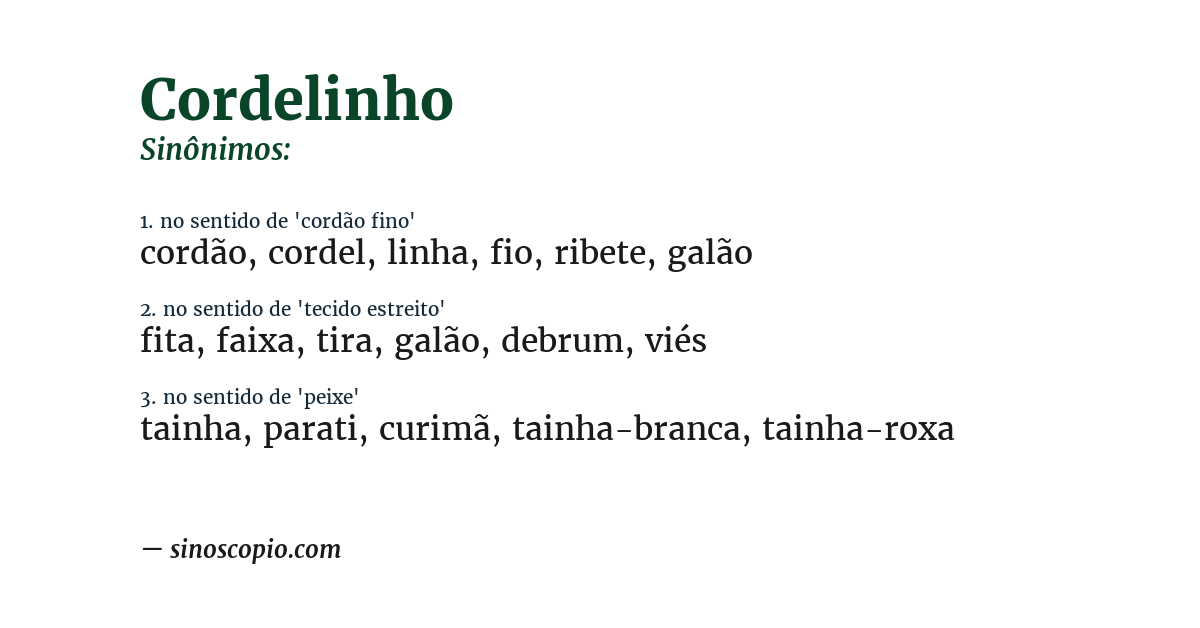 Sinônimo de cordelinho