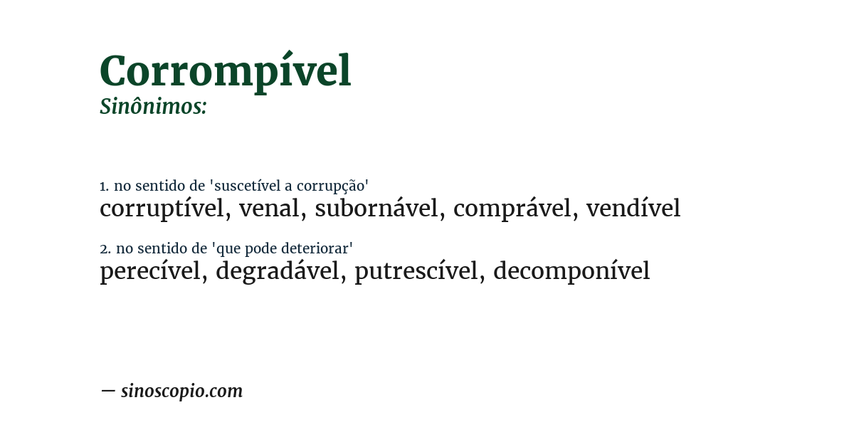 Sinônimo de corrompível