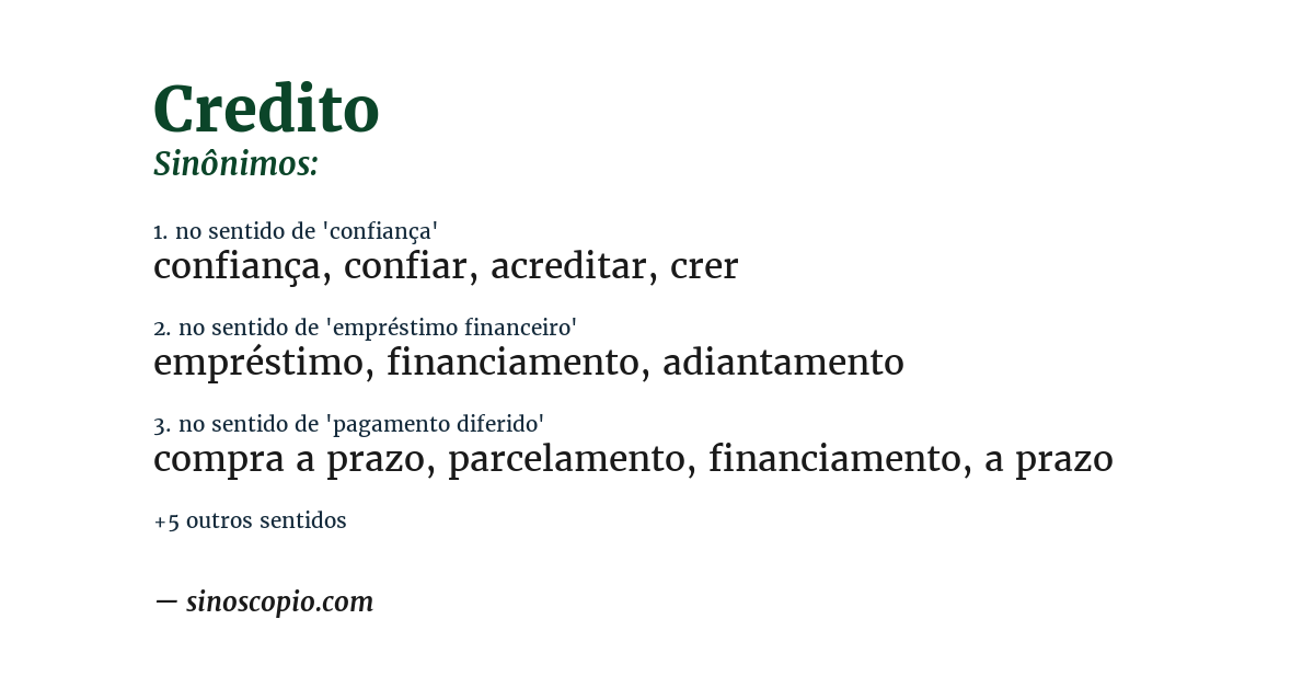 Sinônimo de credito