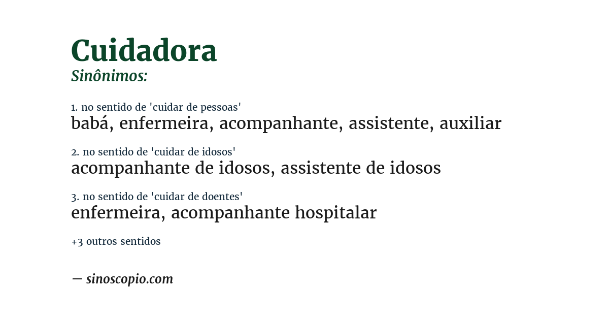 Sinônimo de cuidadora