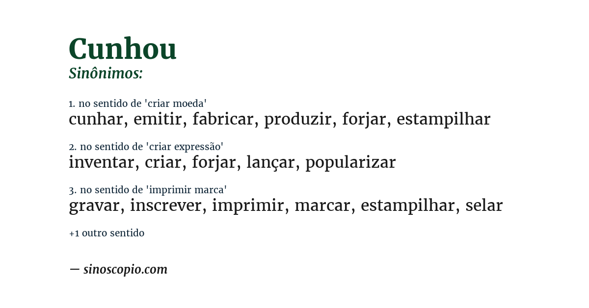 Sinônimo de cunhou