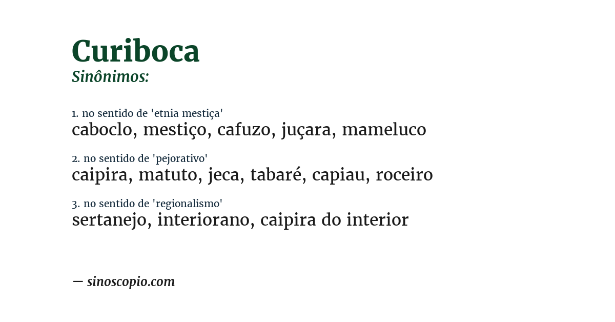Sinônimo de curiboca