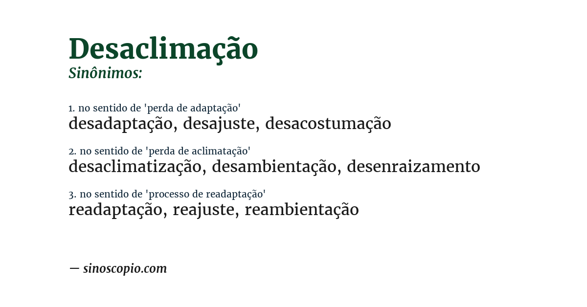 Sinônimo de desaclimação
