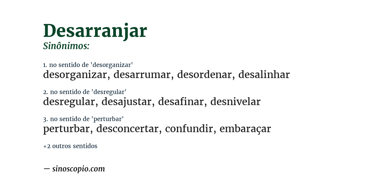 Sinônimo de desarranjar