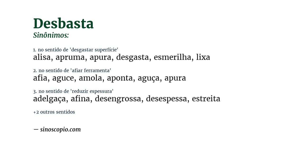 Sinônimo de desbasta