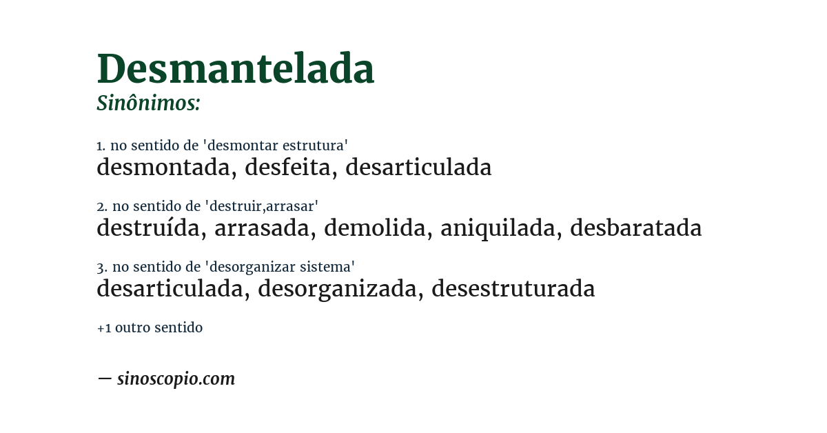 Sinônimo de desmantelada