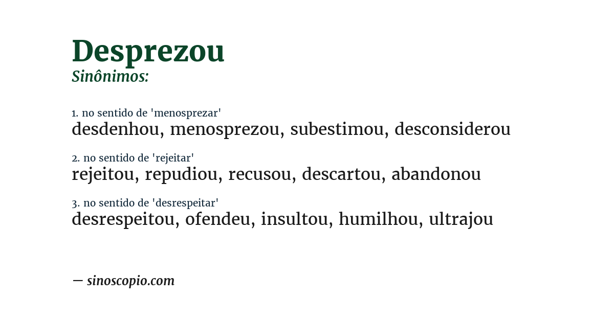 Sinônimo de desprezou