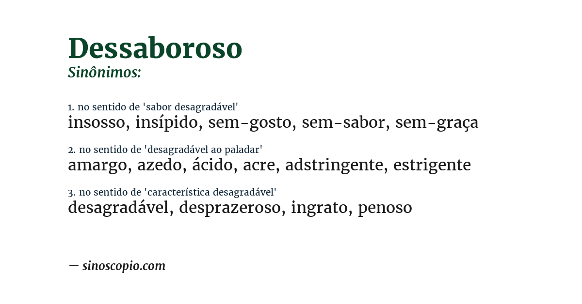 Sinônimo de dessaboroso