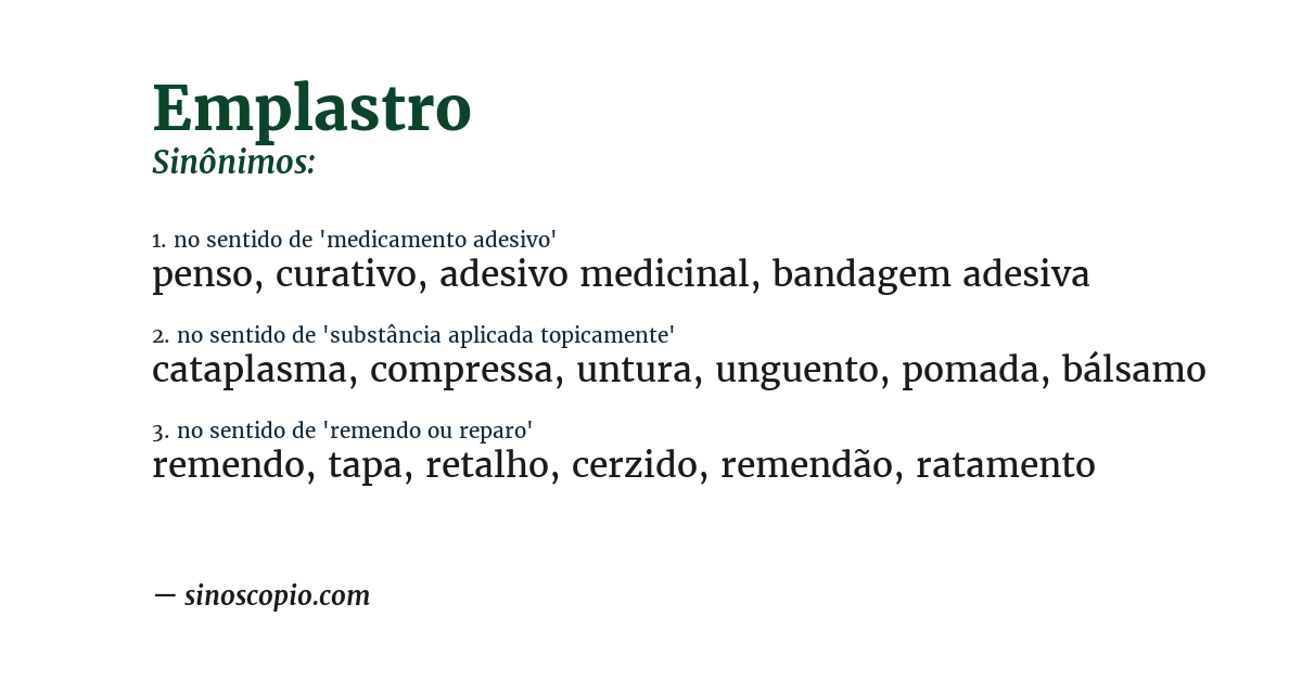 Sinônimo de emplastro
