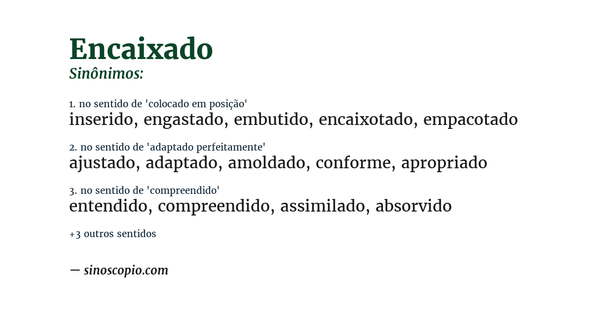Sinônimo de encaixado