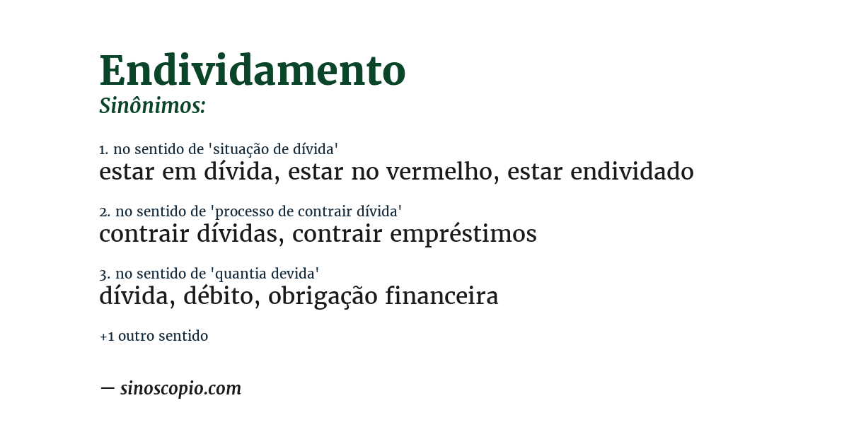 Sinônimo de endividamento