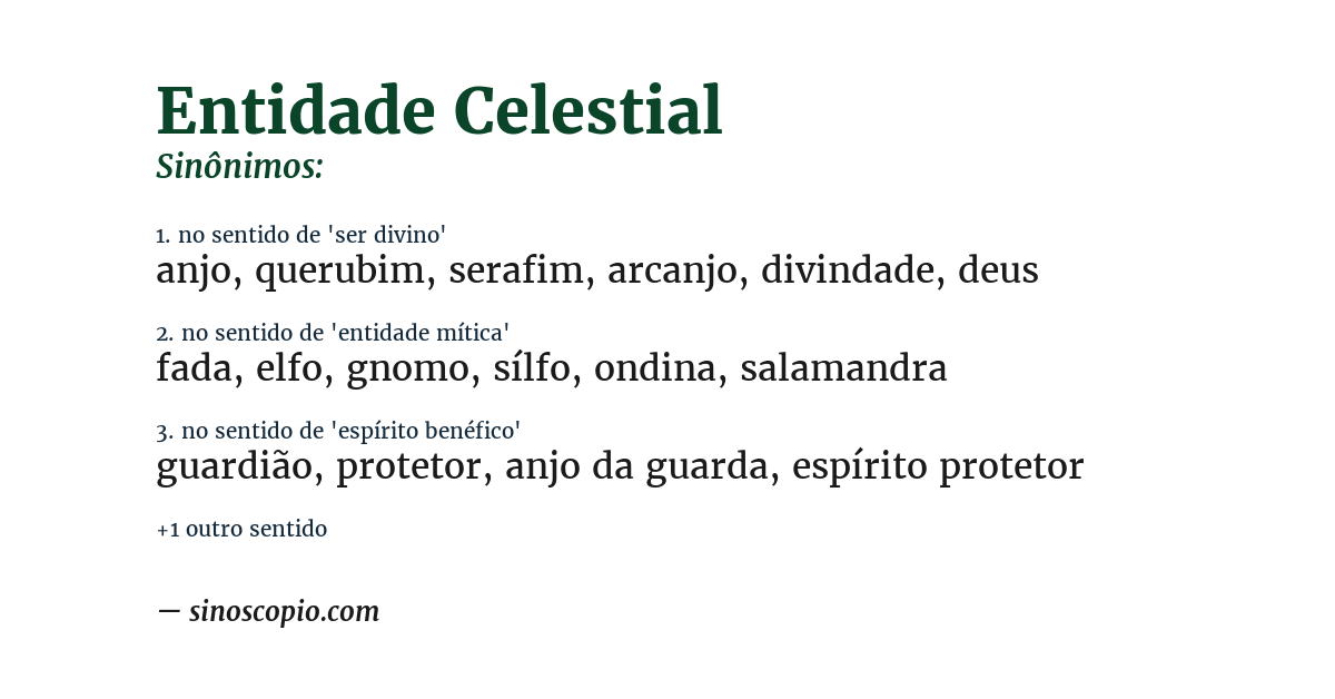 Sinônimo de entidade celestial