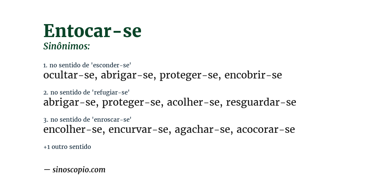 Sinônimo de entocar-se