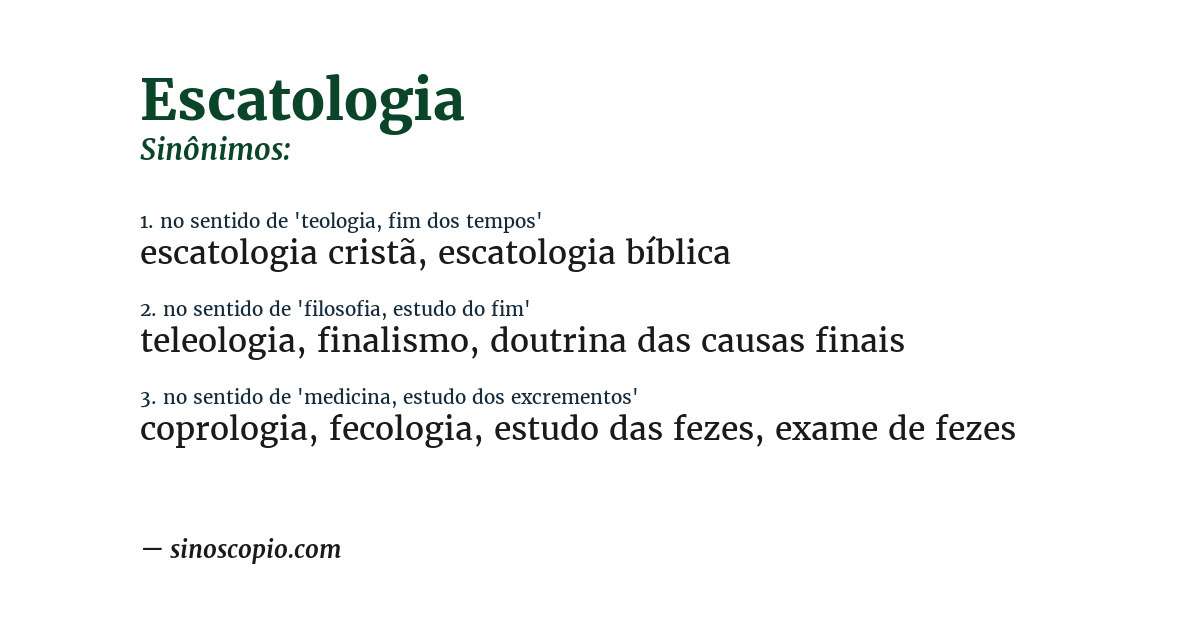Sinônimo de escatologia