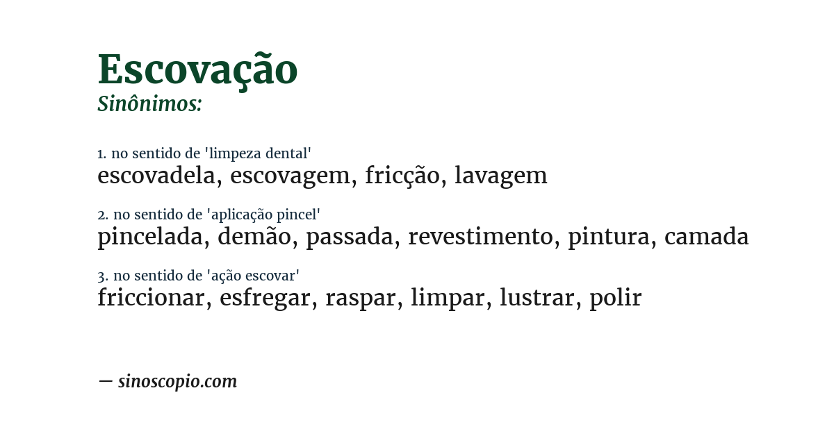 Sinônimo de escovação
