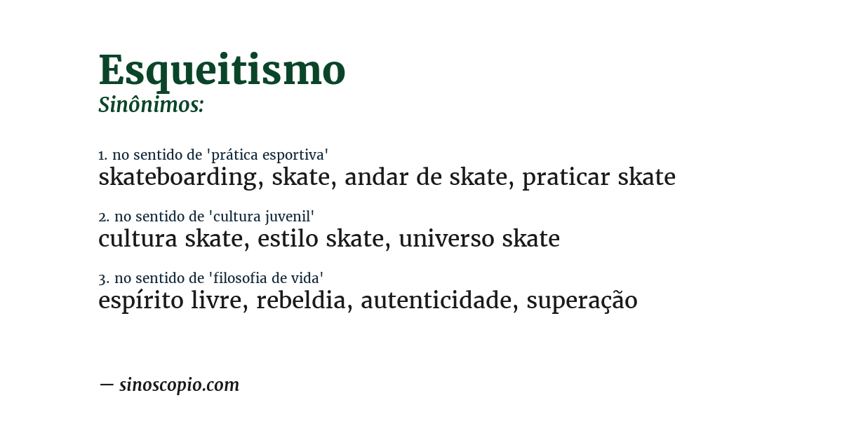 Sinônimo de esqueitismo