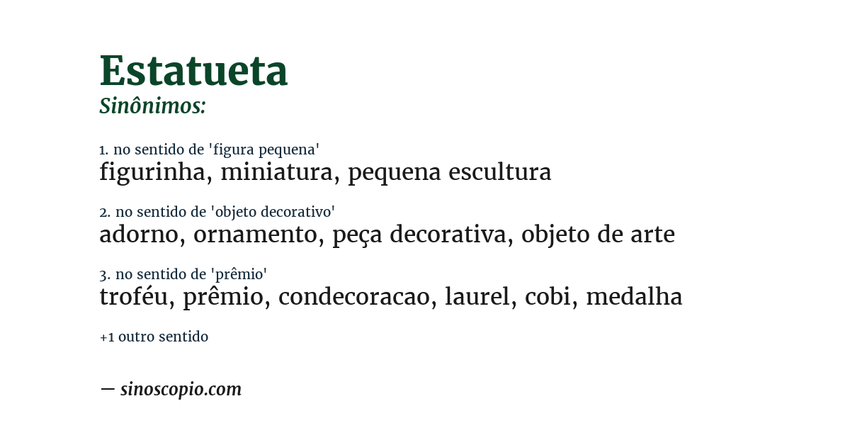 Sinônimo de estatueta