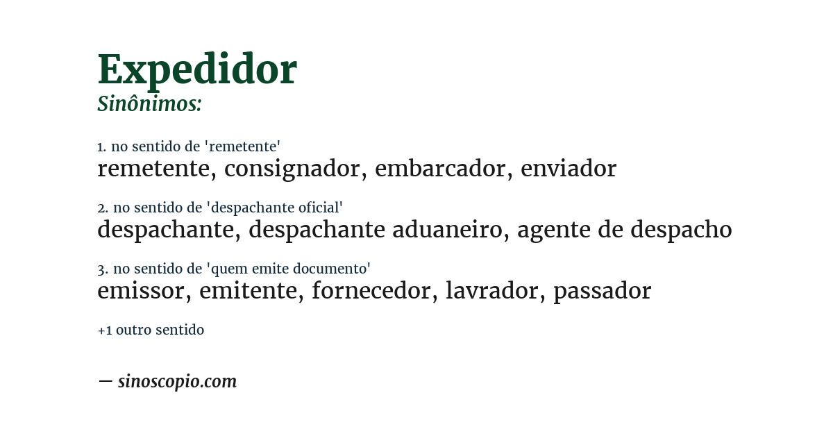 Sinônimo de expedidor