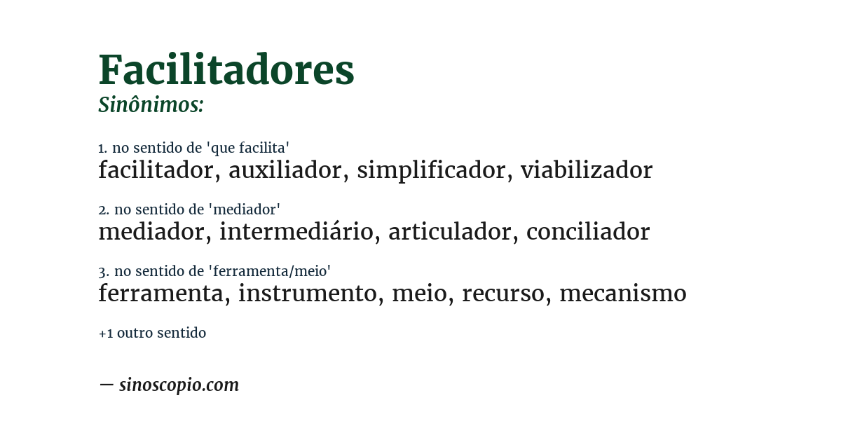 Sinônimo de facilitadores