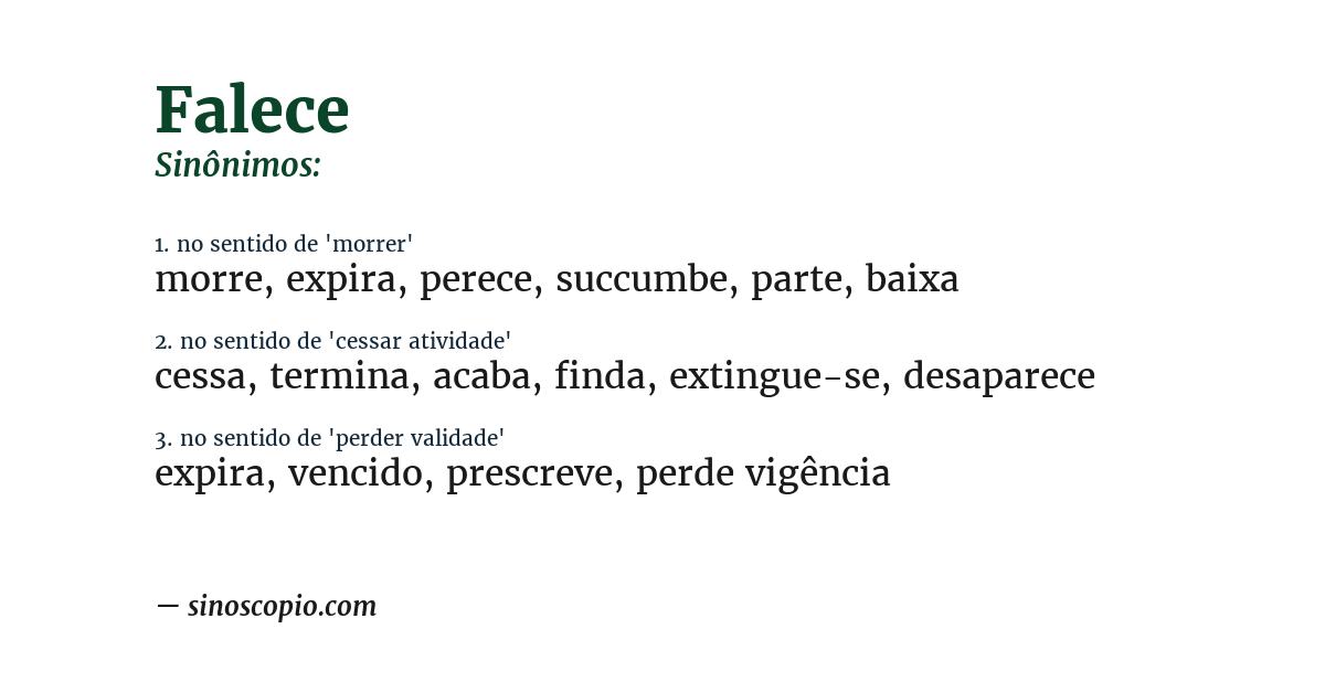 Sinônimo de falece