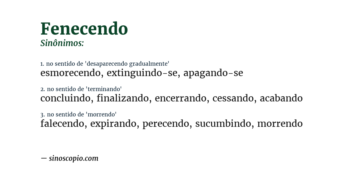 Sinônimo de fenecendo