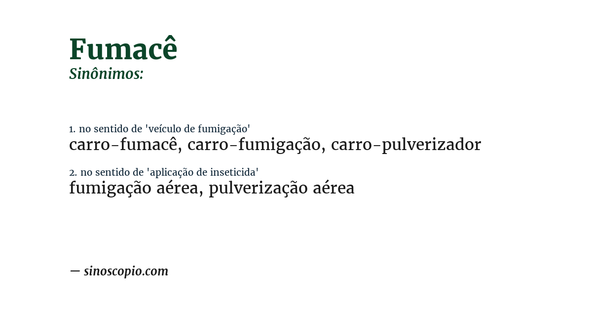 Sinônimo de fumacê