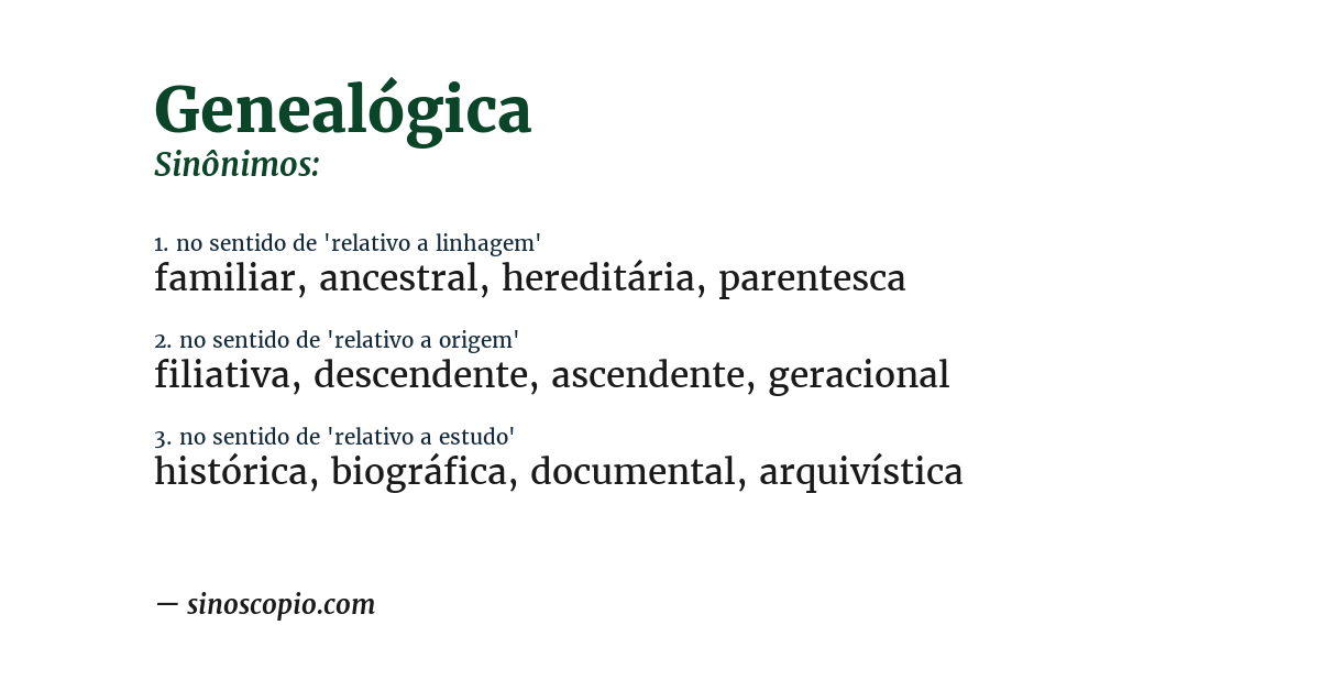 Sinônimo de genealógica