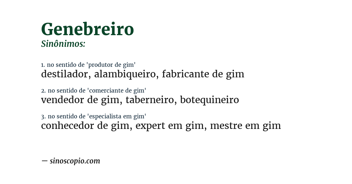 Sinônimo de genebreiro