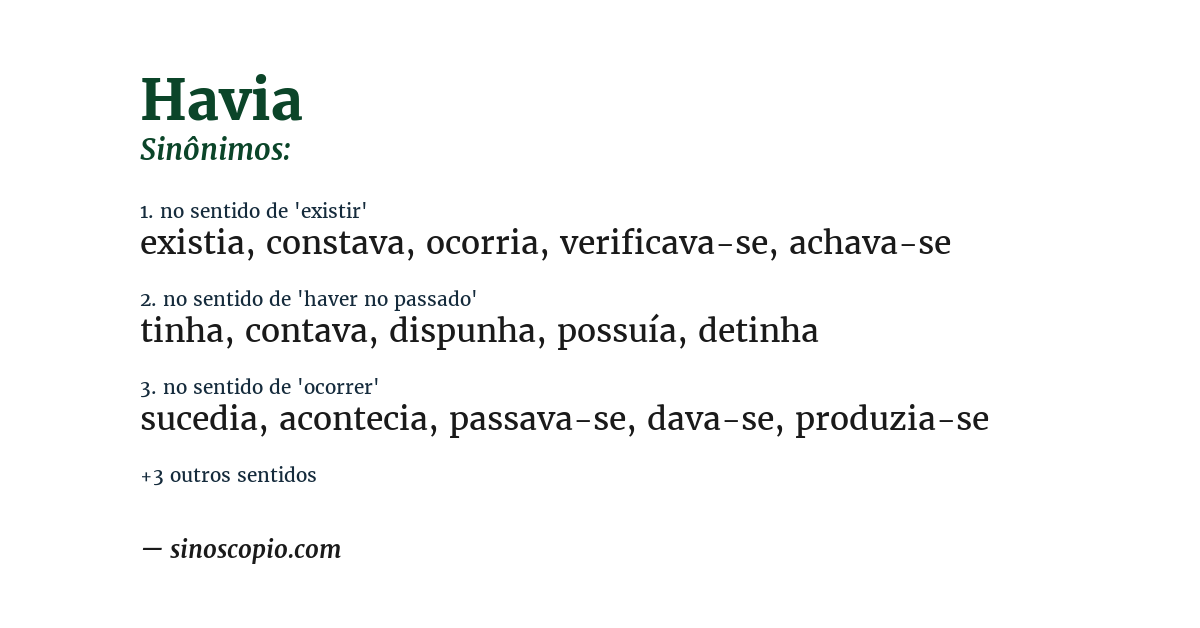 Sinônimo de havia