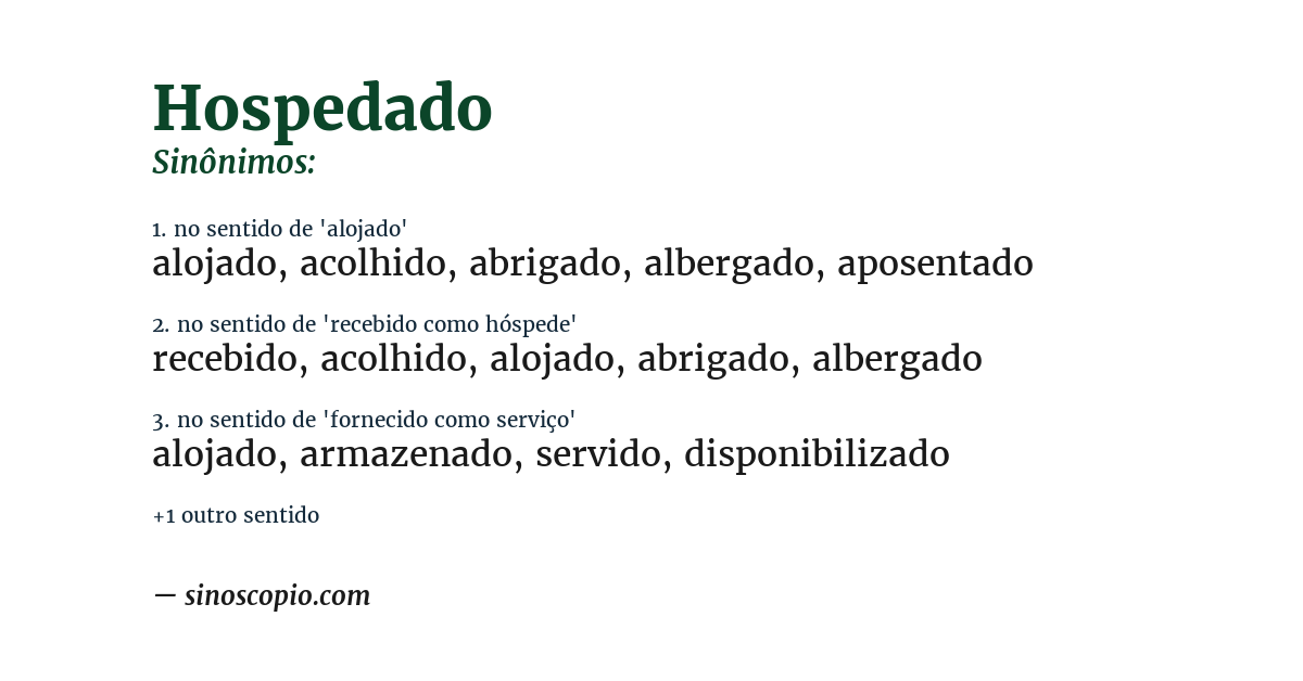 Sinônimo de hospedado