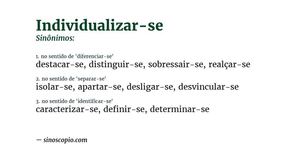 Sinônimo de individualizar-se
