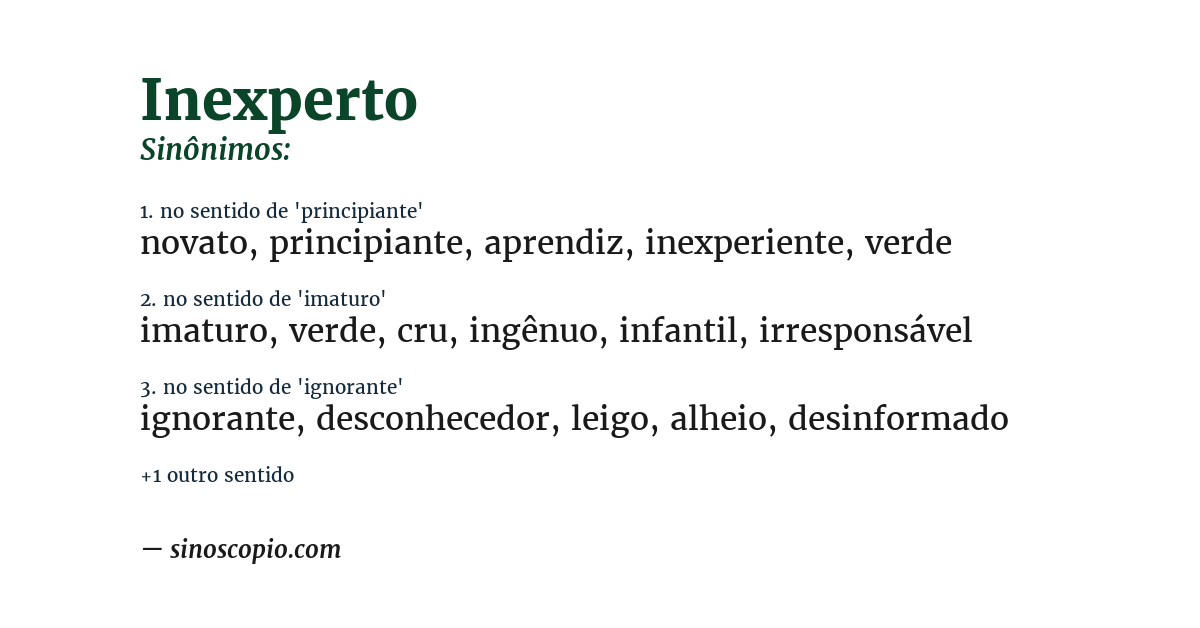 Sinônimo de inexperto