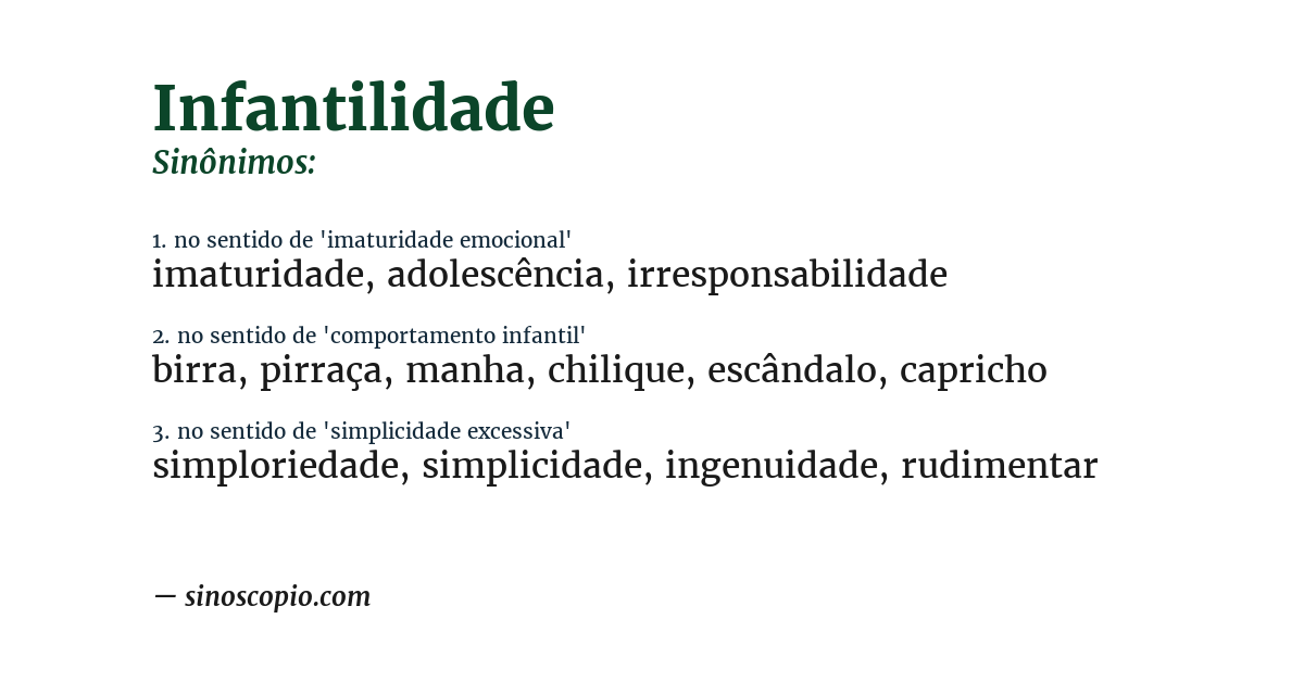 Sinônimo de infantilidade