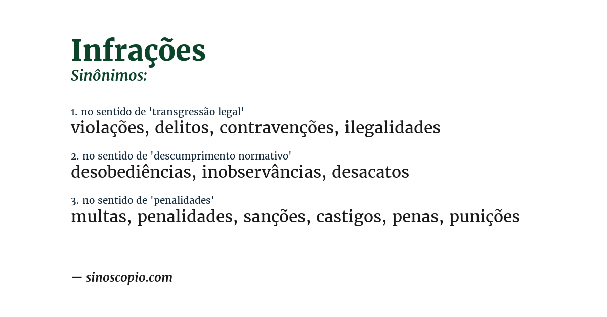 Sinônimo de infrações