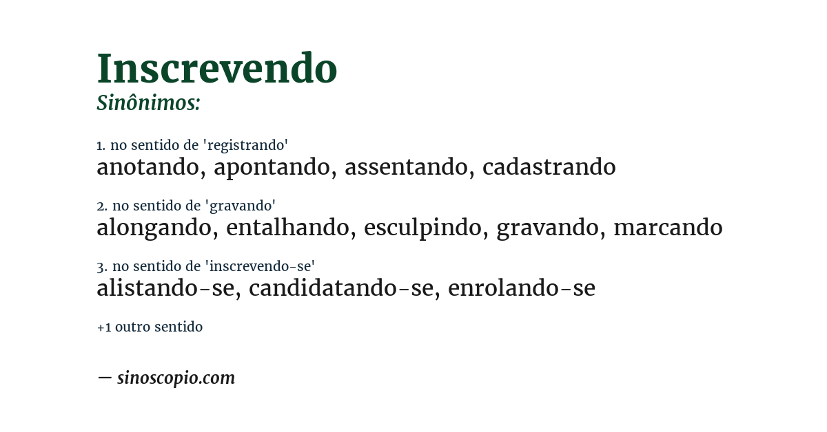 Sinônimo de inscrevendo