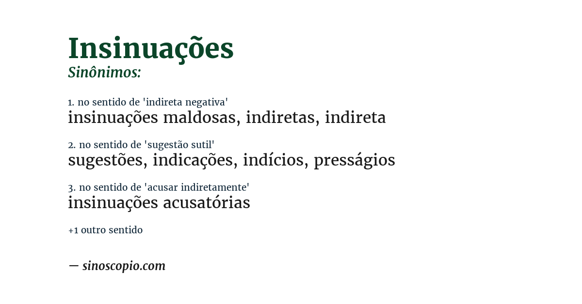 Sinônimo de insinuações