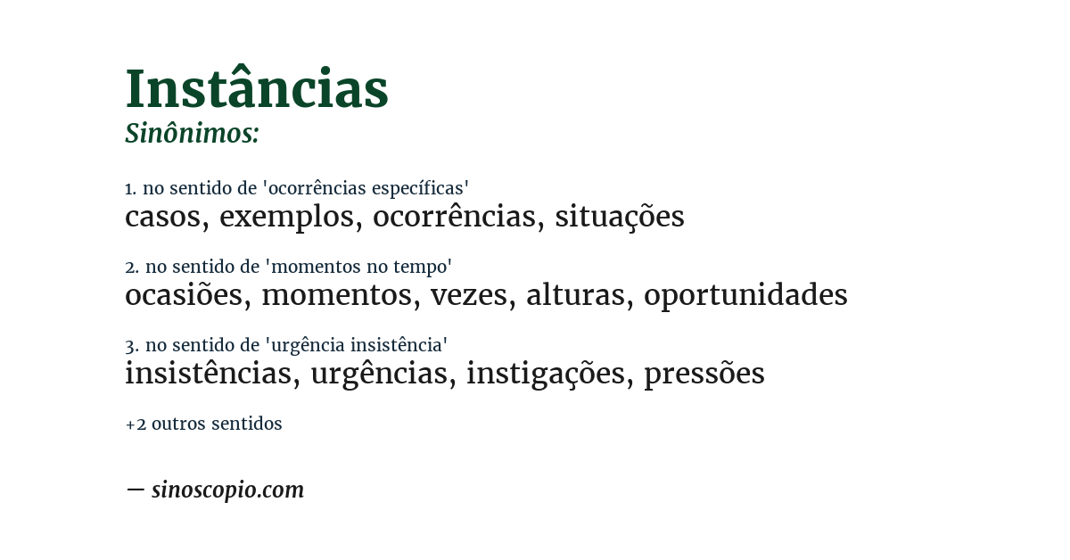Sinônimo de instâncias