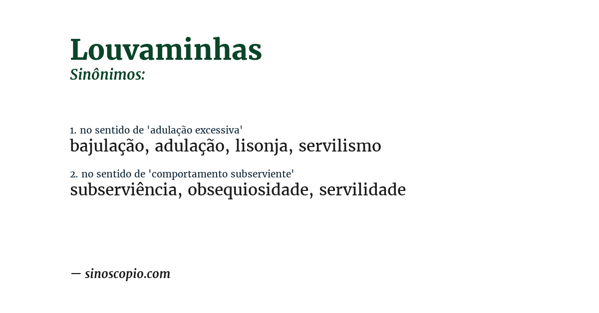 Sinônimo de louvaminhas