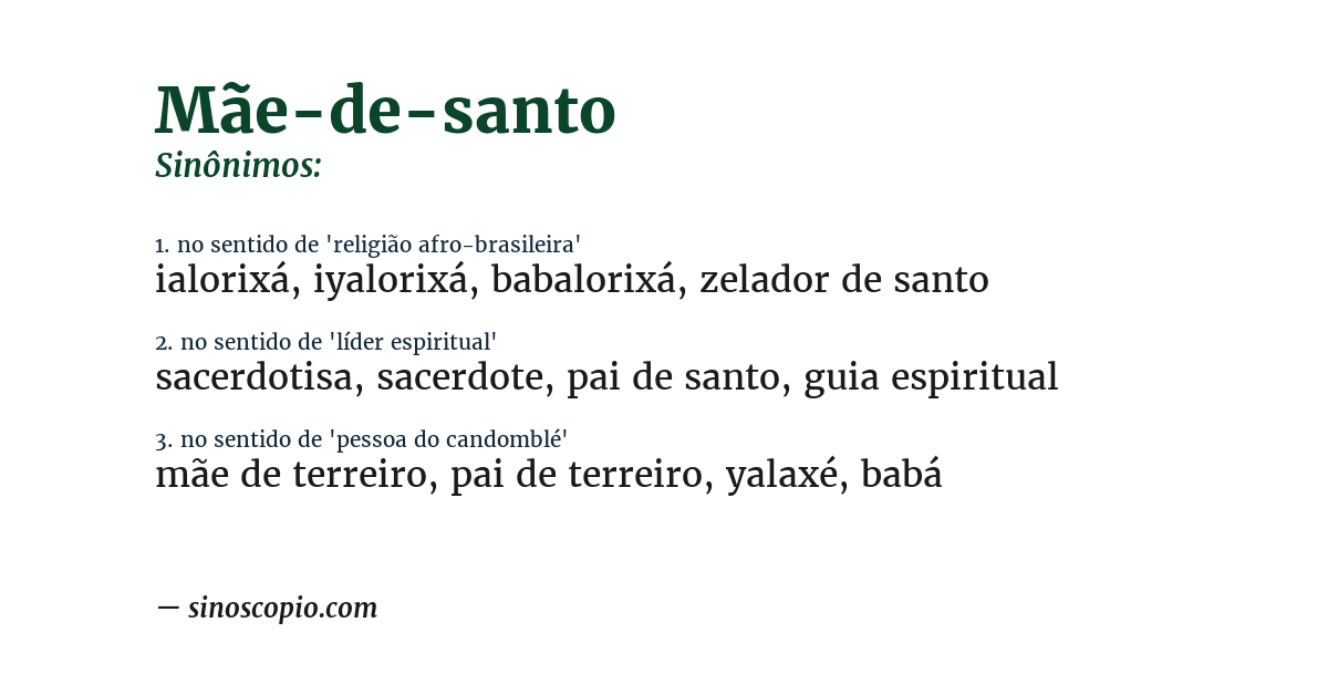 Sinônimo de mãe-de-santo