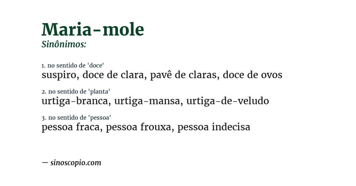 Sinônimo de maria-mole