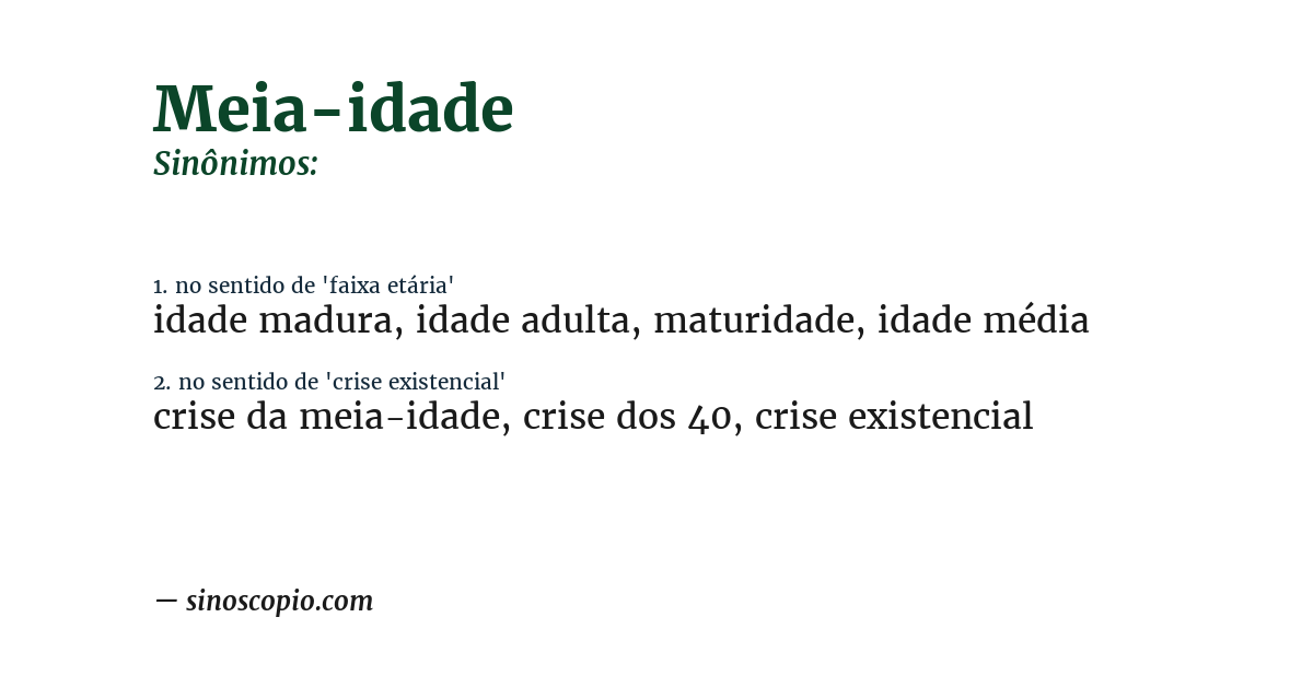 Sinônimo de meia-idade