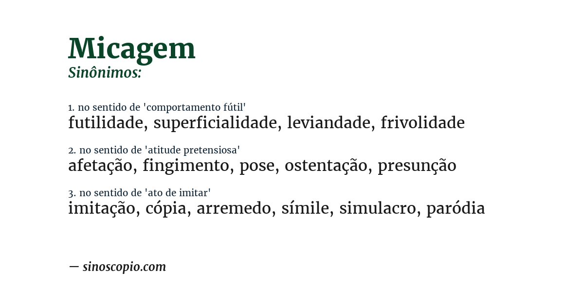 Sinônimo de micagem