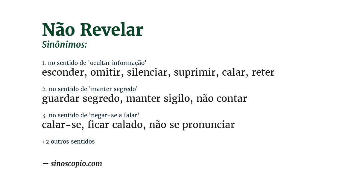Sinônimo de não revelar
